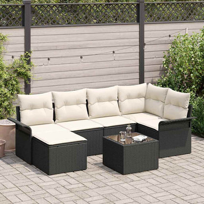 Tuin Sofa Set met opslag 7 pcs Zwart poly rattan