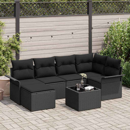Tuin Sofa Set met opslag 7 pcs Zwart poly rattan
