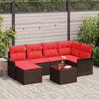 Tuinset poly rattan bruin modulair met opslag 7-delig
