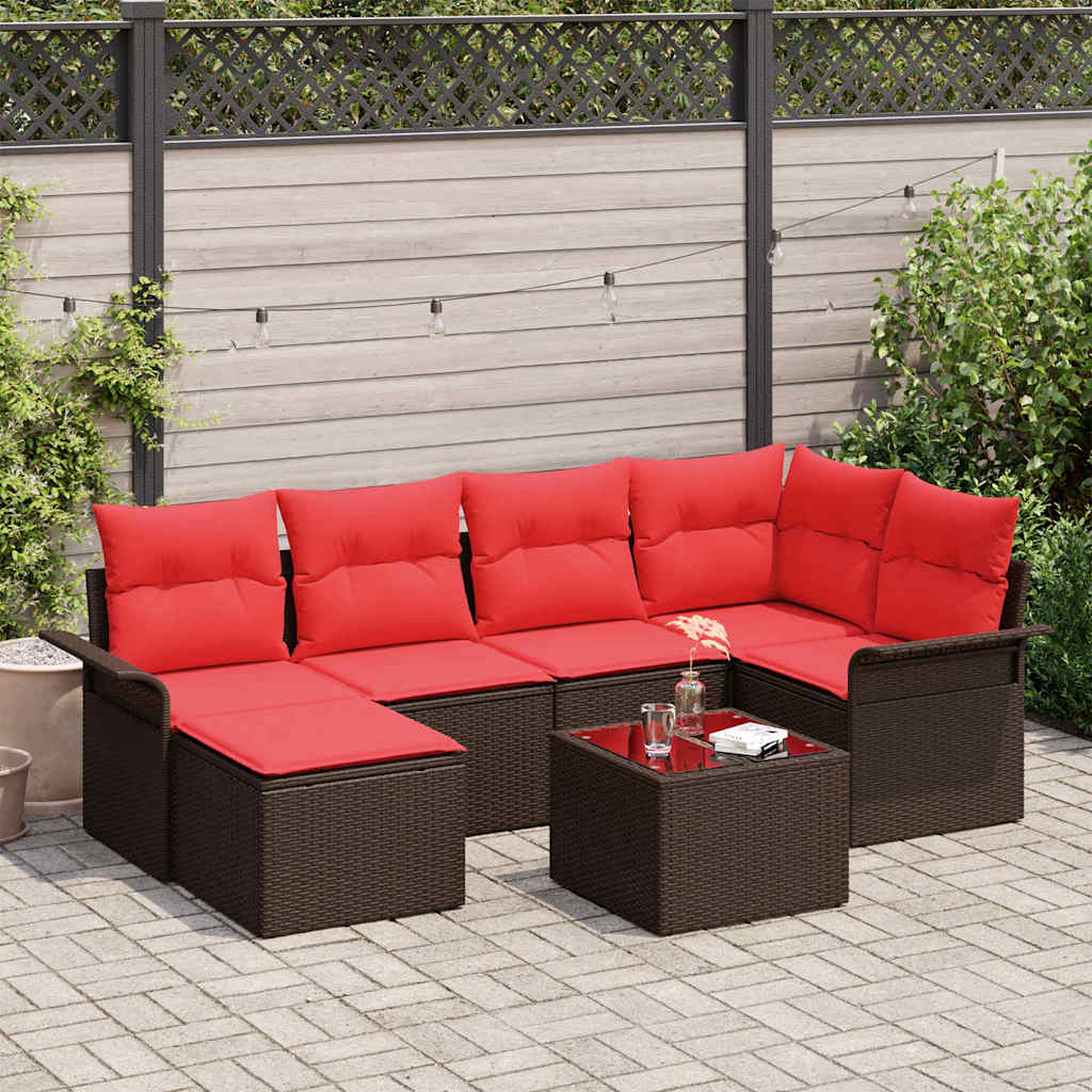 Tuin Sofa Set met opslag 7 pcs Bruin poly rattan