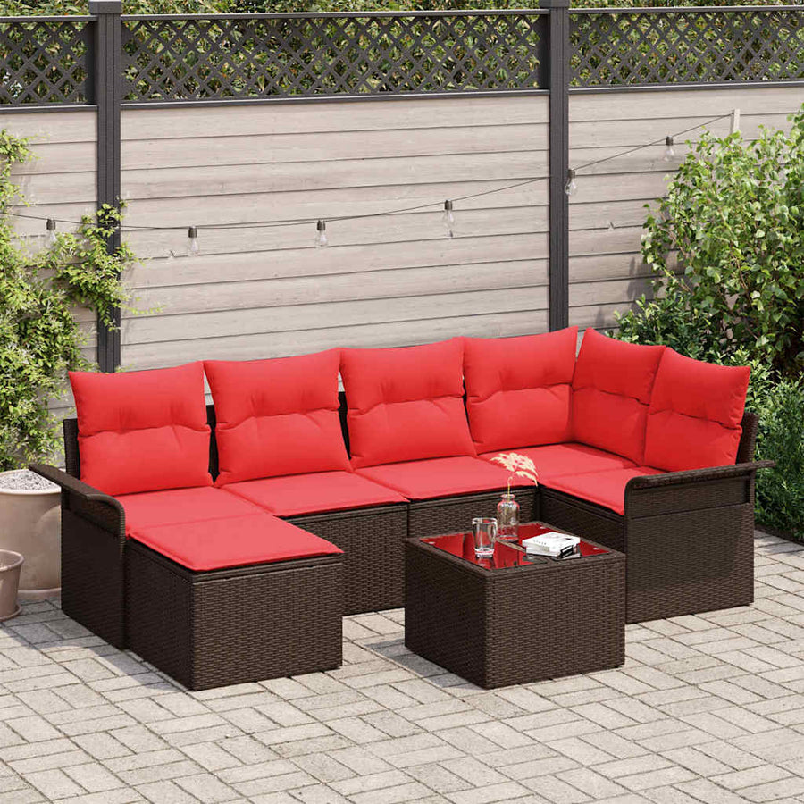 Tuin Sofa Set met opslag 7 pcs Bruin poly rattan