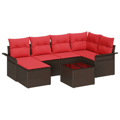 Tuin Sofa Set met opslag 7 pcs Bruin poly rattan