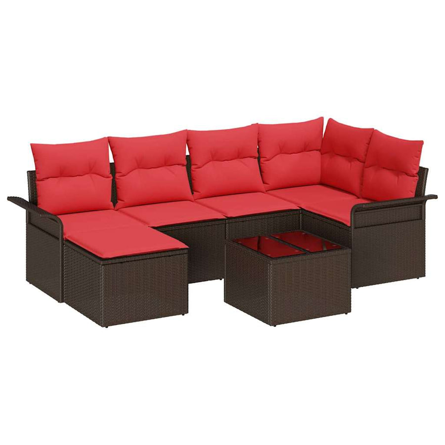 Tuin Sofa Set met opslag 7 pcs Bruin poly rattan