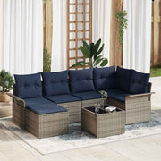 Tuinbank set poly rattan grijs 7-delig