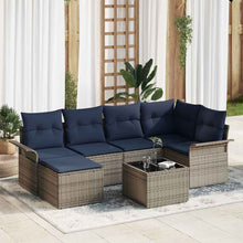 Tuin Sofa Set met opslag 7 pcs Grijs poly rattan