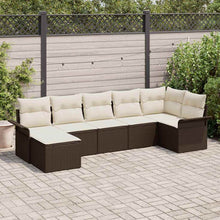 Tuin Sofa Set met kussen met opslag 7 pcs Bruin Poly riet