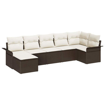 Tuin Sofa Set met kussen met opslag 7 pcs Bruin Poly riet