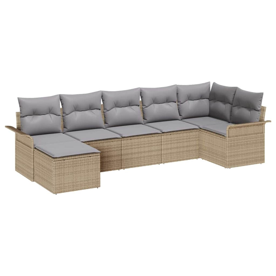 Tuin Sofa Set met opslag 7 pcs Beige poly rattan