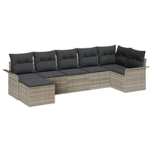 Tuin Sofa Set met kussen met opslag 7 pcs Lichtgrijs Poly riet