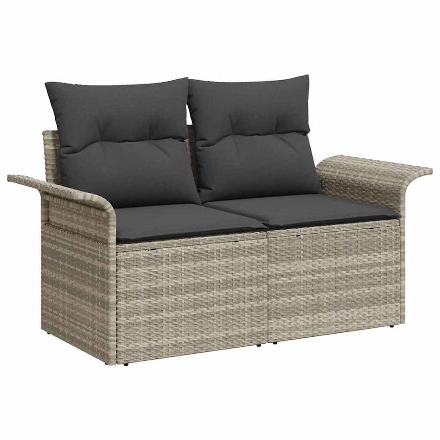 Tuin Sofa Set met kussen met opslag 7 pcs Lichtgrijs Poly riet