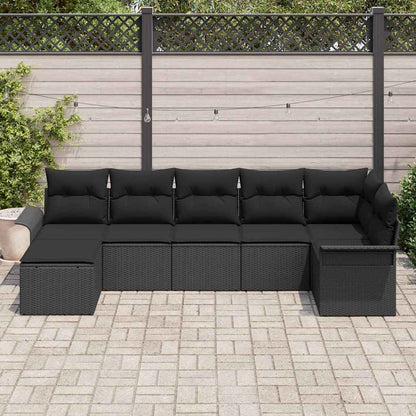 Tuin Sofa Set met opslag 7 pcs Zwart poly rattan