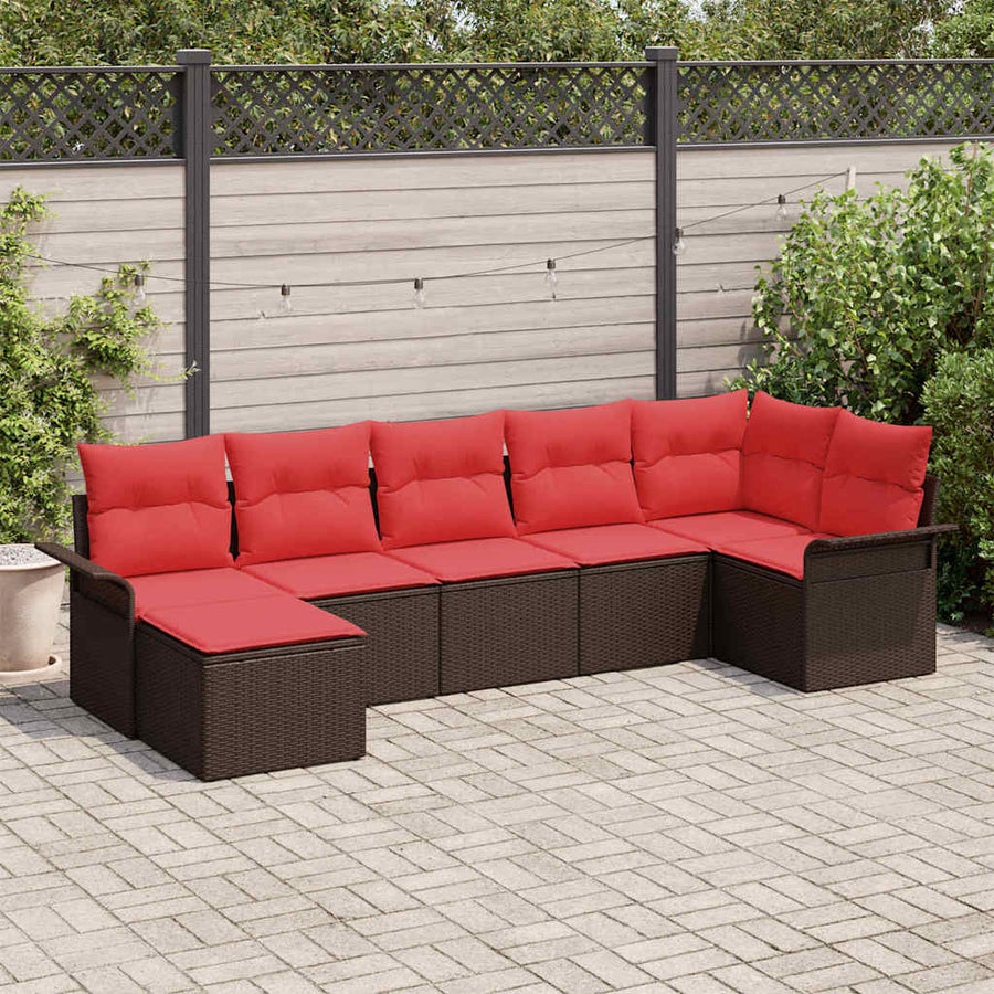 Tuin Sofa Set met opslag 7 pcs Beige poly rattan