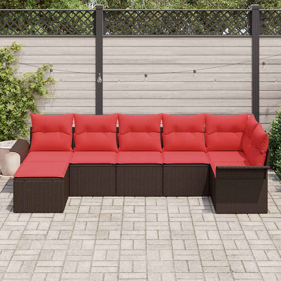 Tuin Sofa Set met opslag 7 pcs Beige poly rattan
