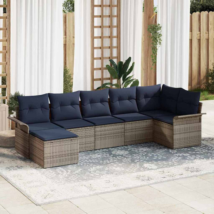 Tuin Sofa Set met opslag 7 pcs Lichtgrijs poly rattan