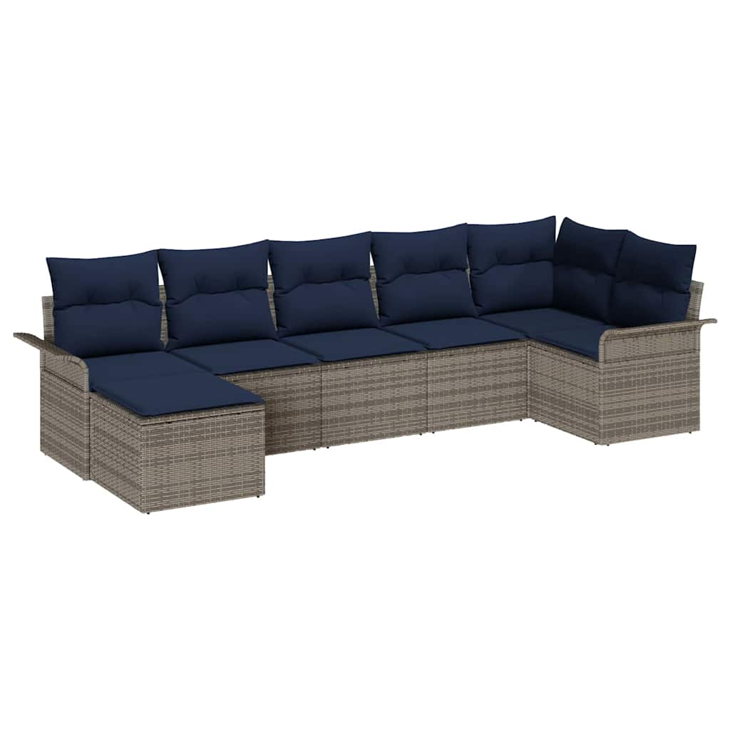 Tuin Sofa Set met opslag 7 pcs Lichtgrijs poly rattan