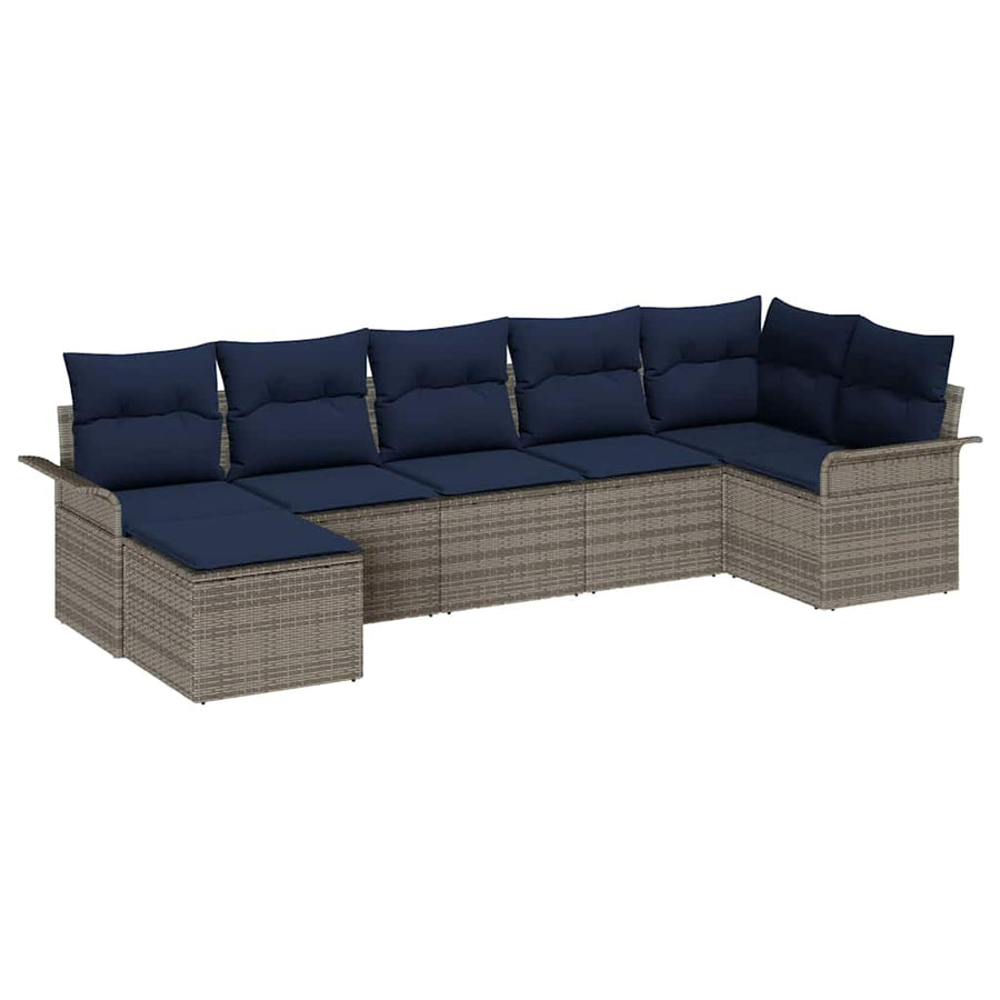 Tuin Sofa Set met opslag 7 pcs Lichtgrijs poly rattan