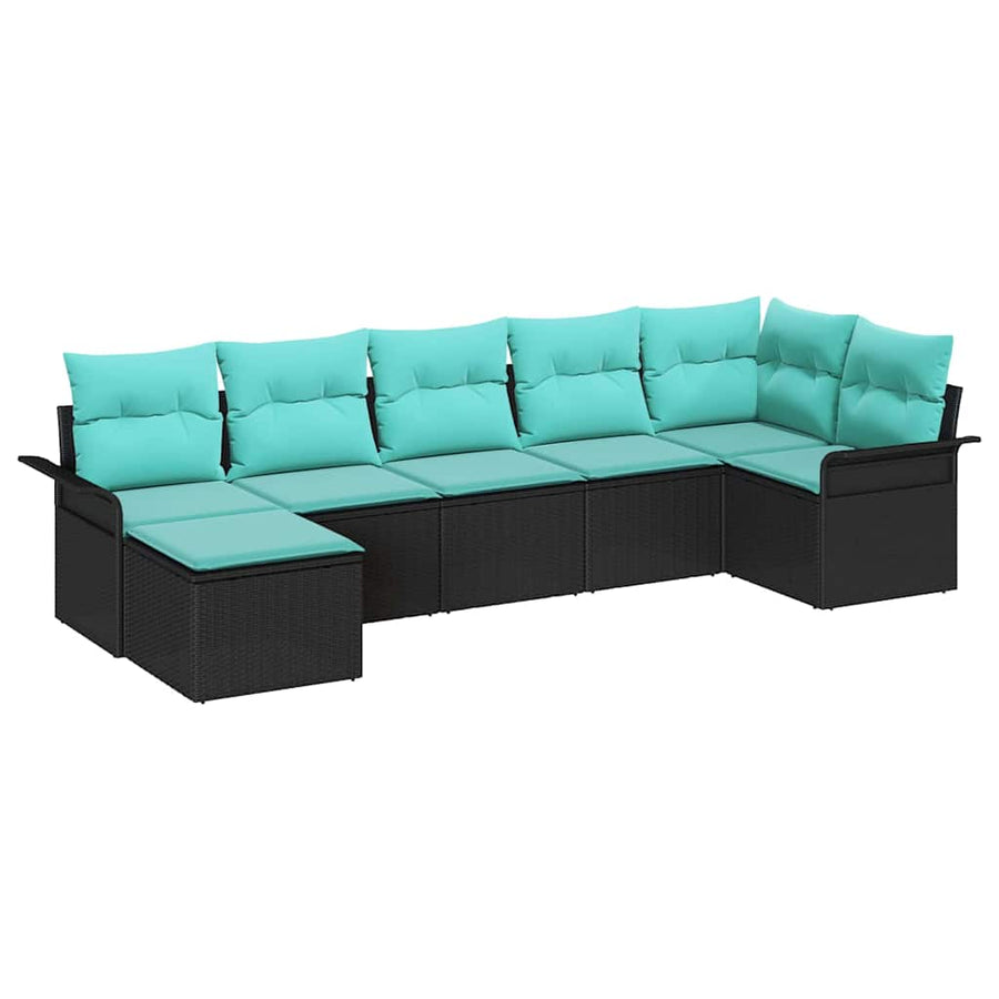 Tuin Sofa Set met opslag 7 pcs Zwart poly rattan