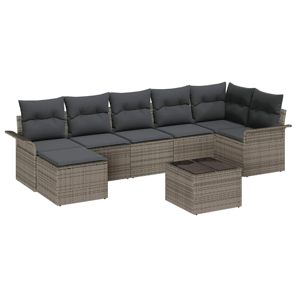 Tuin Sofa Set met kussen met opslag 8 pcs Grijs Poly riet