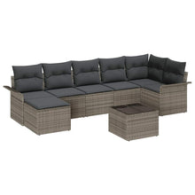 Tuin Sofa Set met kussen met opslag 8 pcs Grijs Poly riet