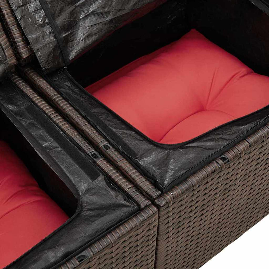 Tuin Sofa Set met opslag 8 pcs Bruin poly rattan