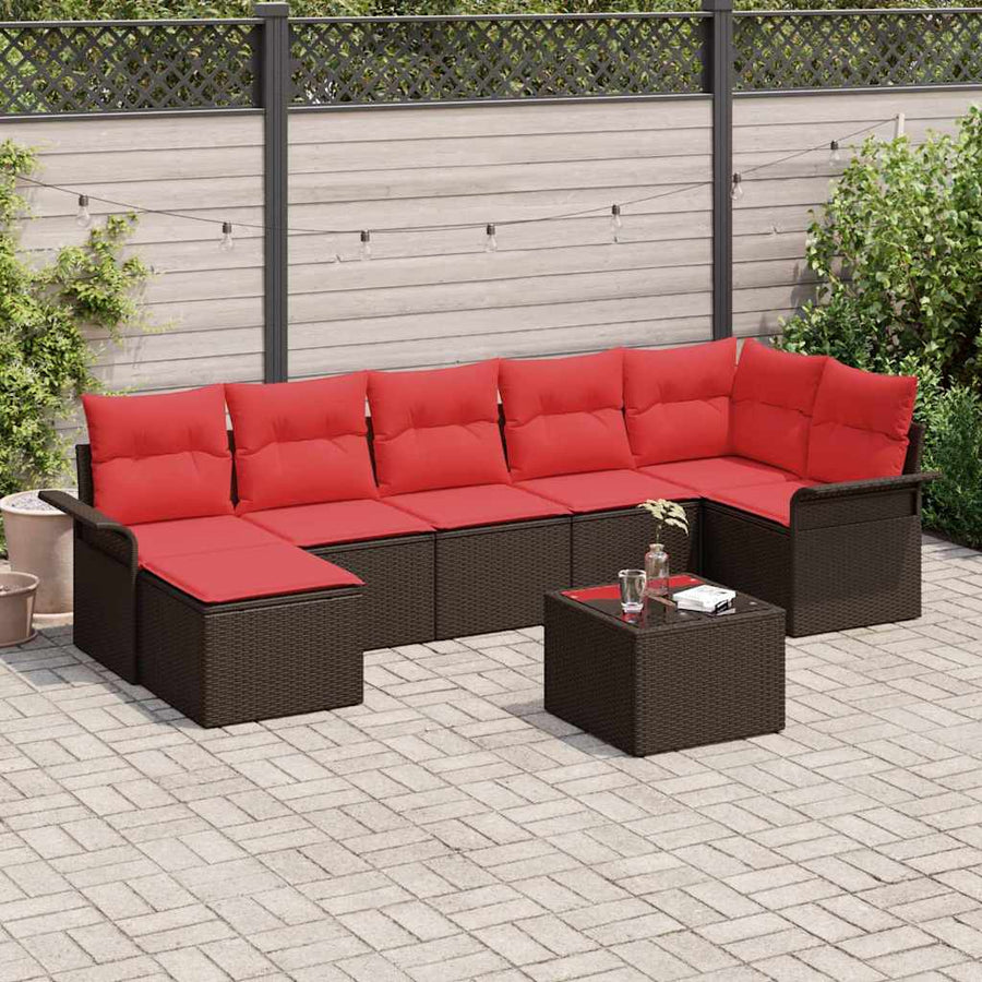 Tuin Sofa Set met opslag 8 pcs Bruin poly rattan