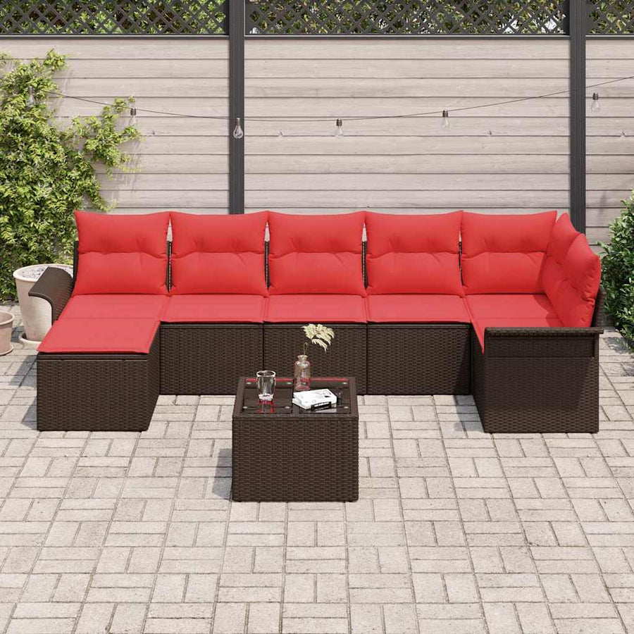 Tuin Sofa Set met opslag 8 pcs Bruin poly rattan