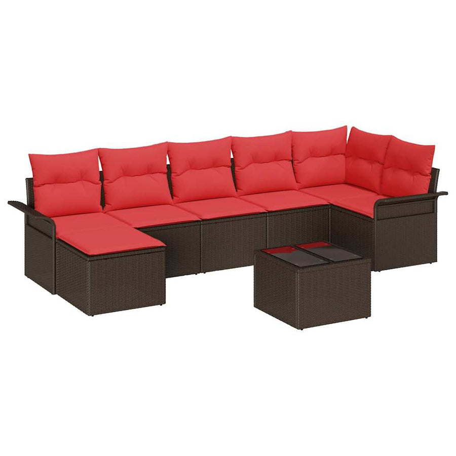 Tuin Sofa Set met opslag 8 pcs Bruin poly rattan