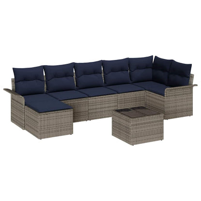 Tuin Sofa Set met opslag 8 pcs Grijs poly rattan