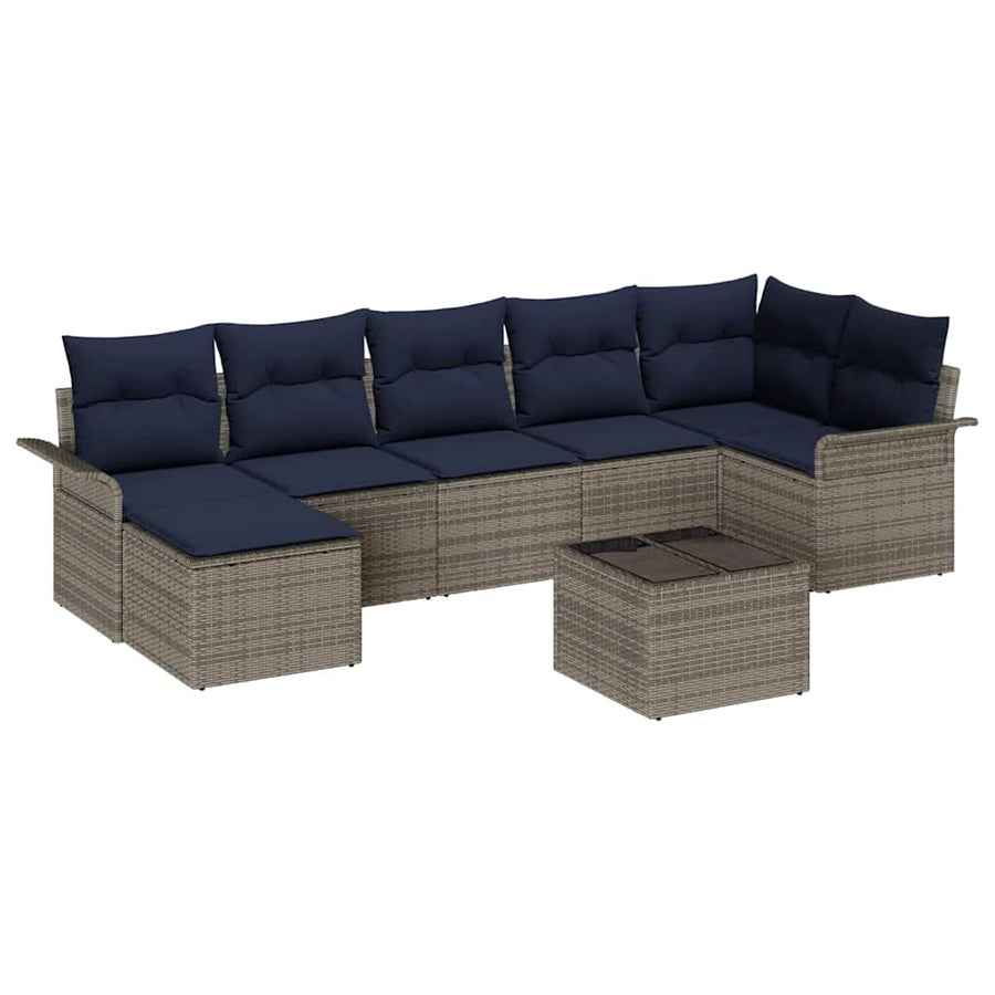 Tuin Sofa Set met opslag 8 pcs Grijs poly rattan