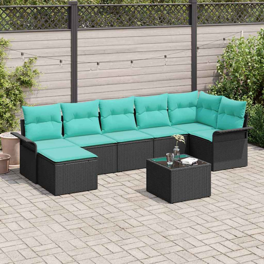 Tuin Sofa Set met opslag 8 pcs Zwart poly rattan