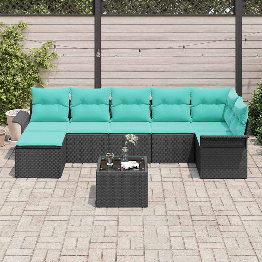 Tuin Sofa Set met opslag 8 pcs Zwart poly rattan