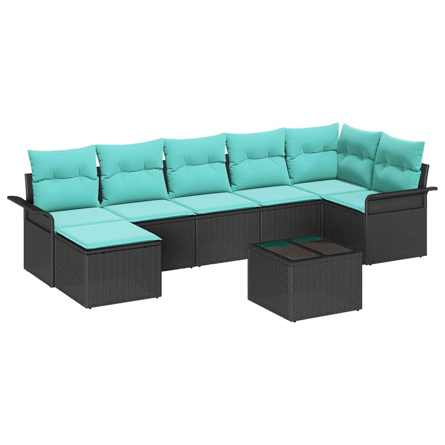 Tuin Sofa Set met opslag 8 pcs Zwart poly rattan
