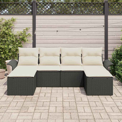 Tuin Sofa Set met opslag 6 pcs Zwart poly rattan