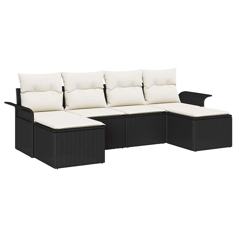 Tuin Sofa Set met opslag 6 pcs Zwart poly rattan