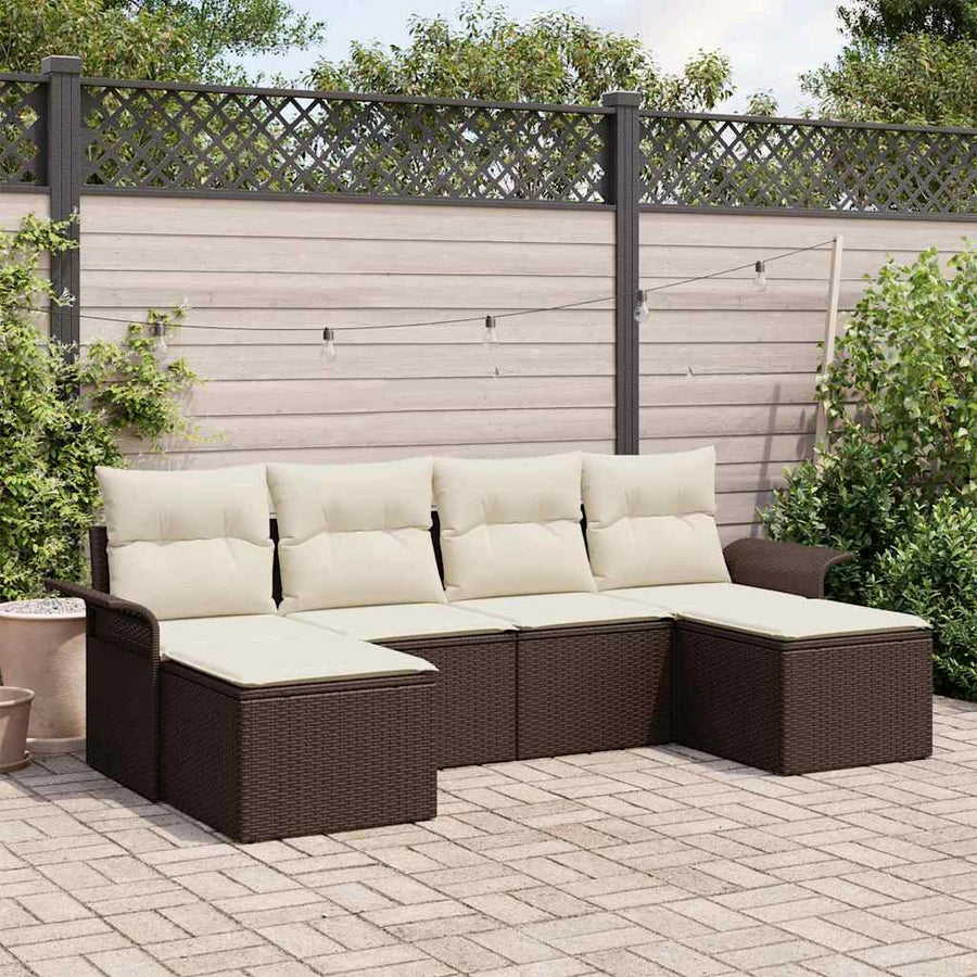 Tuin Sofa Set met opslag 6 pcs Bruin poly rattan