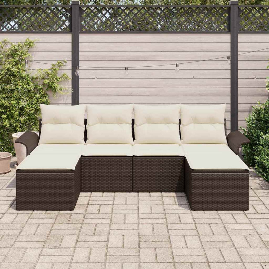 Tuin Sofa Set met opslag 6 pcs Bruin poly rattan