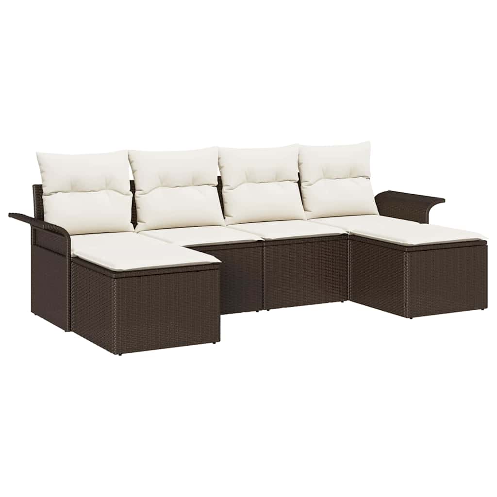 Tuin Sofa Set met opslag 6 pcs Bruin poly rattan