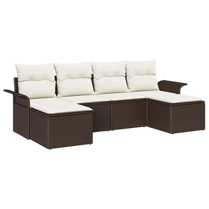 Tuin Sofa Set met opslag 6 pcs Bruin poly rattan