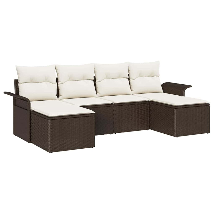 Tuin Sofa Set met opslag 6 pcs Bruin poly rattan