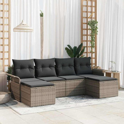 Tuin Sofa Set met opslag 6 pcs Grijs poly rattan