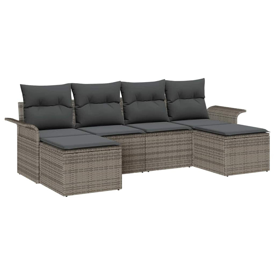 Tuin Sofa Set met opslag 6 pcs Grijs poly rattan