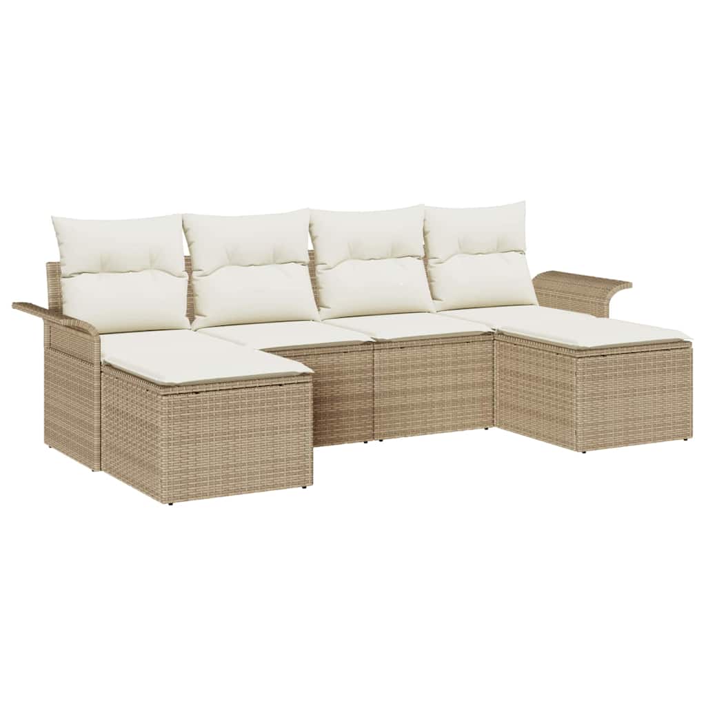 Tuin Sofa Set met opslag 6 pcs Beige poly rattan