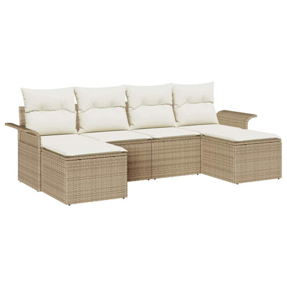 Tuin Sofa Set met opslag 6 pcs Beige poly rattan