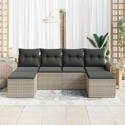 Tuin Sofa Set met opslag 6 pcs Lichtgrijs poly rattan