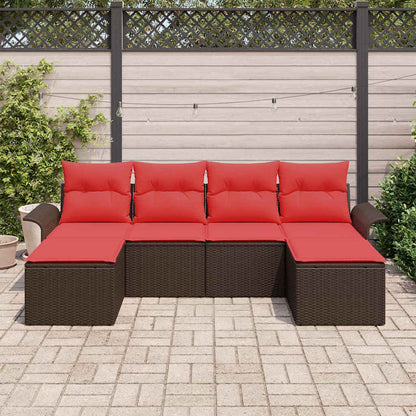 Tuin Sofa Set met kussen met opslag 6 pcs Bruin Poly riet