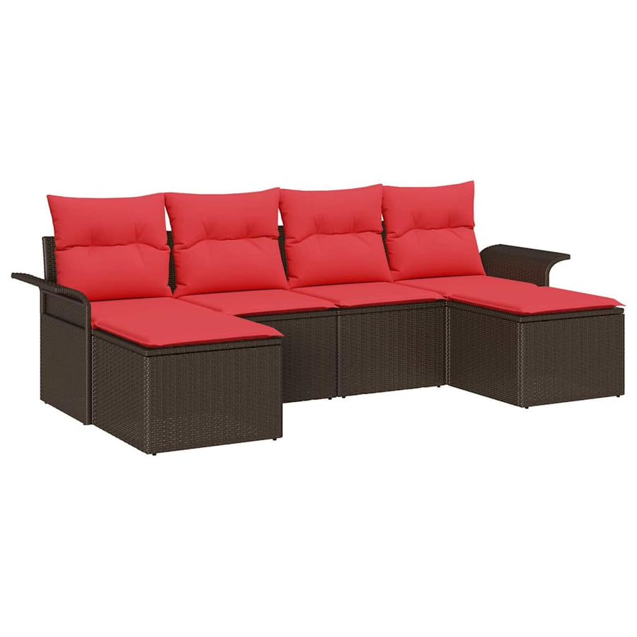 Tuin Sofa Set met kussen met opslag 6 pcs Bruin Poly riet
