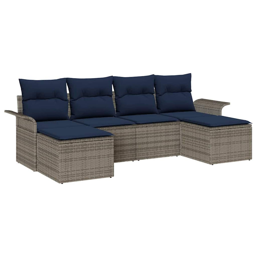Tuin Sofa Set met kussen met opslag 6 pcs Grijs Poly riet