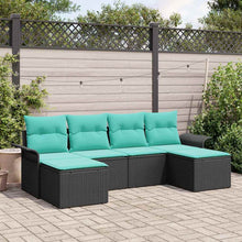 Tuin Sofa Set met kussen met opslag 6 pcs Zwart Poly riet