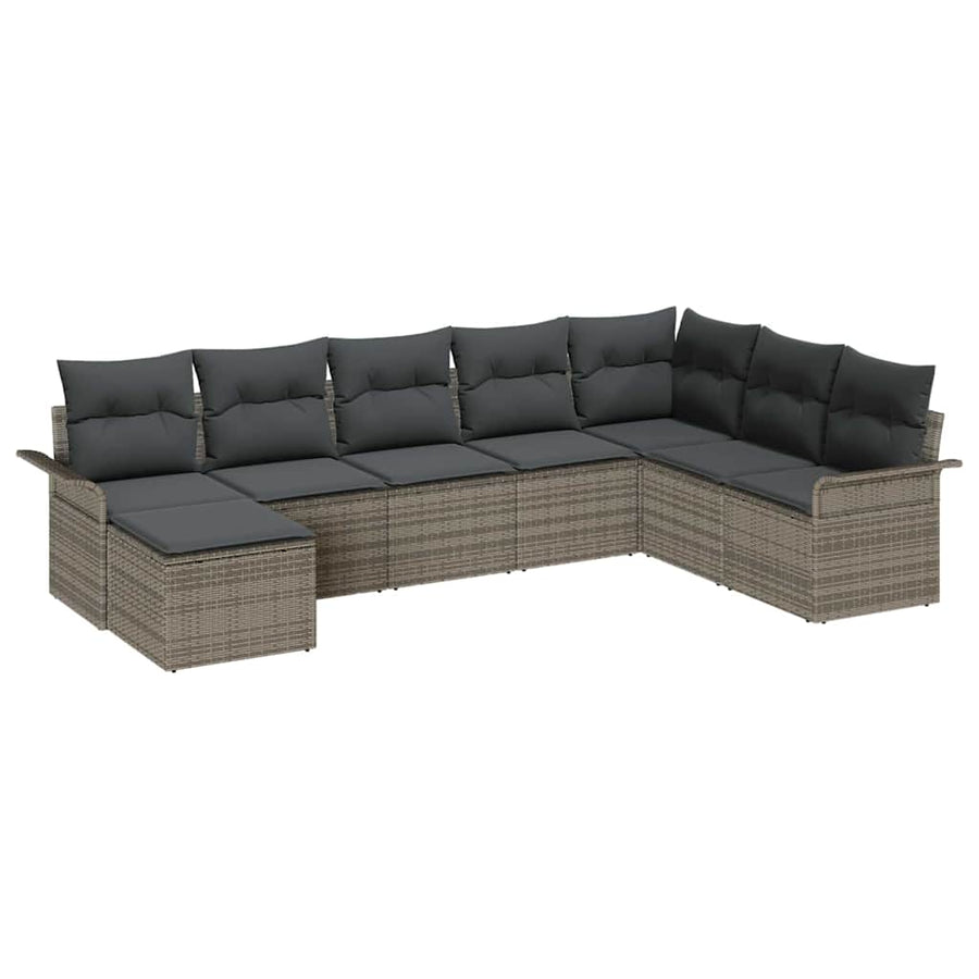Tuin Sofa Set met kussen met opslag 8 pcs Grijs Poly riet