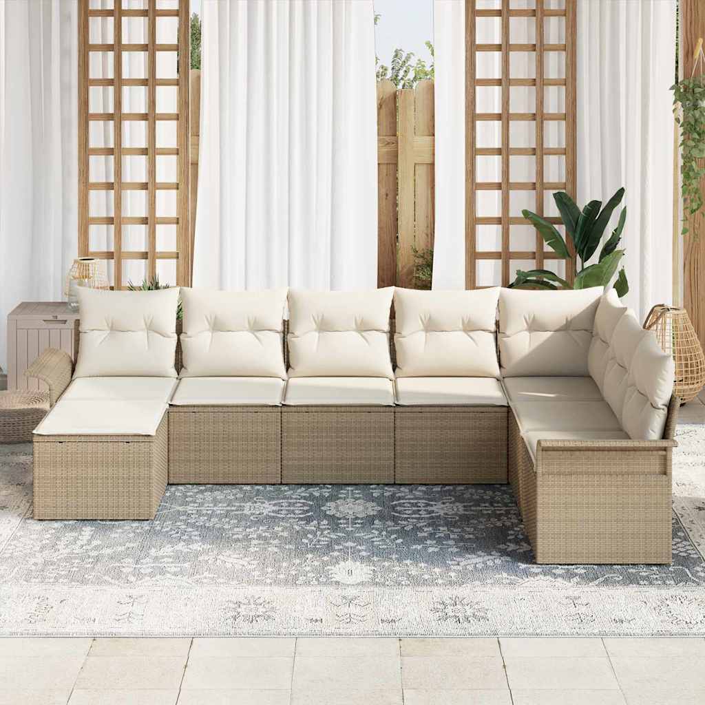 Tuin Sofa Set 8 st Beige Poly riet